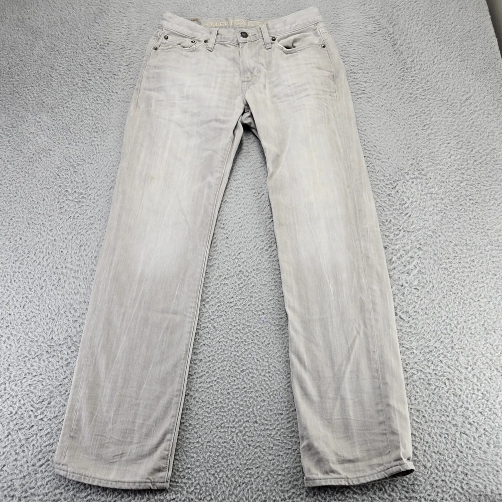 American Eagle Jeans Mens 30x32 Gray Denim‎ Slim Straight Low Rise Pockets